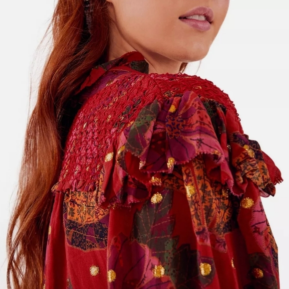 Farm Rio Bannana Flowers Smocked Mini Dress Size Small - Picture 8 of 16